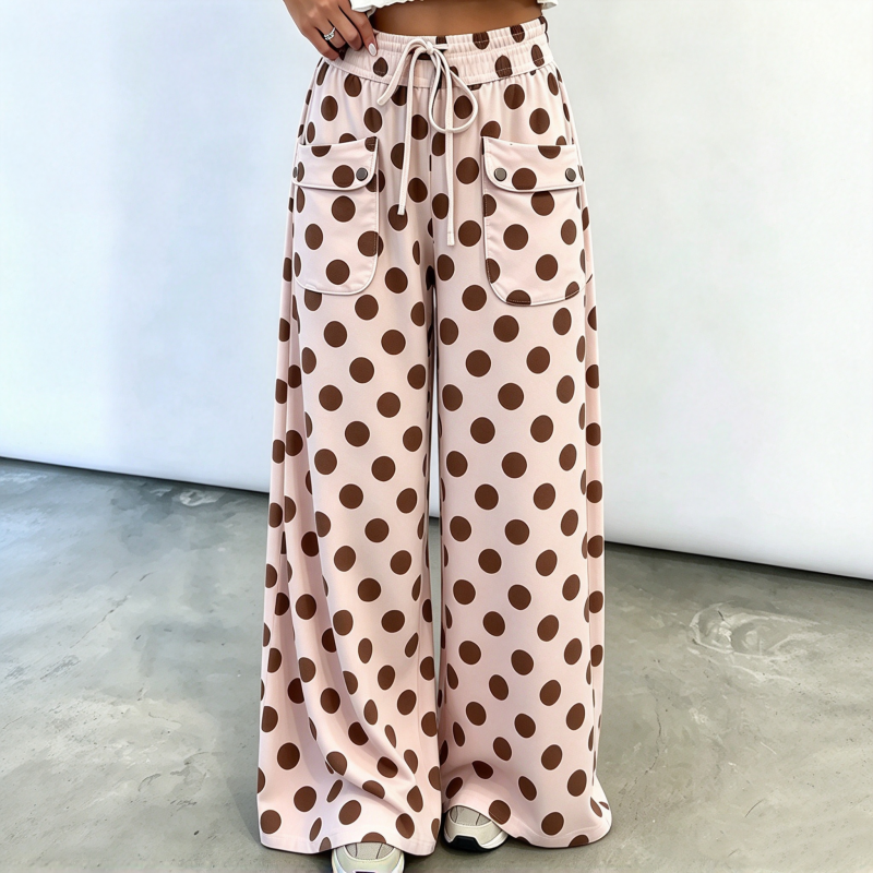 🖤 BLACK FRIDAY SALE 🖤 ☁️ Women's Polka Dot Wide-Leg Pants | Casual Style & Relaxed Fit