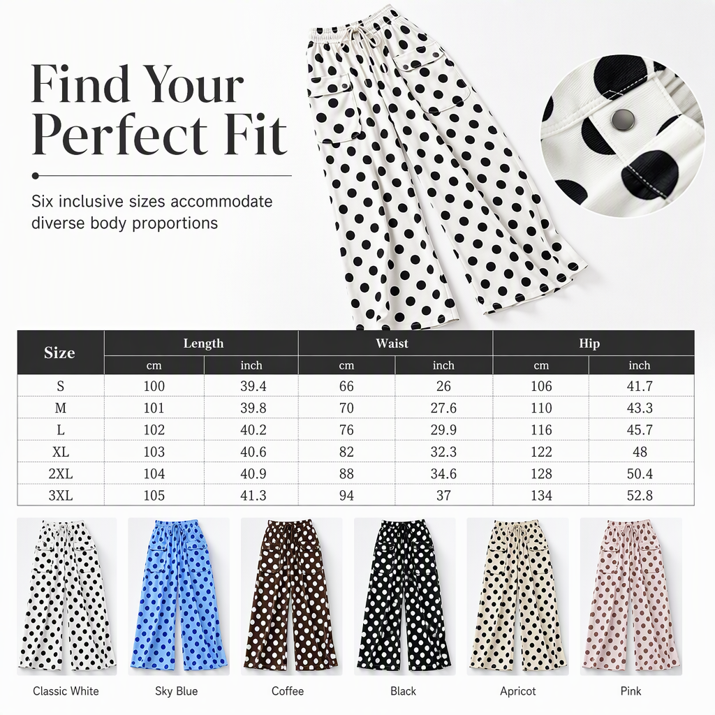 🖤 BLACK FRIDAY SALE 🖤 ☁️ Women's Polka Dot Wide-Leg Pants | Casual Style & Relaxed Fit
