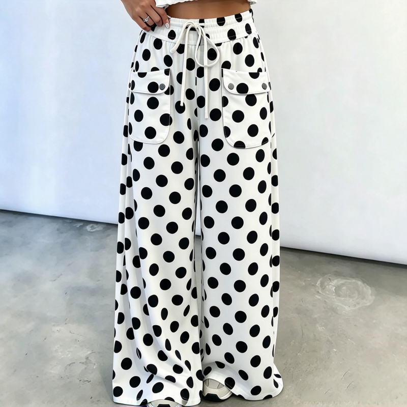 🖤 BLACK FRIDAY SALE 🖤 ☁️ Women's Polka Dot Wide-Leg Pants | Casual Style & Relaxed Fit
