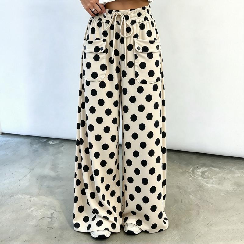 🖤 BLACK FRIDAY SALE 🖤 ☁️ Women's Polka Dot Wide-Leg Pants | Casual Style & Relaxed Fit