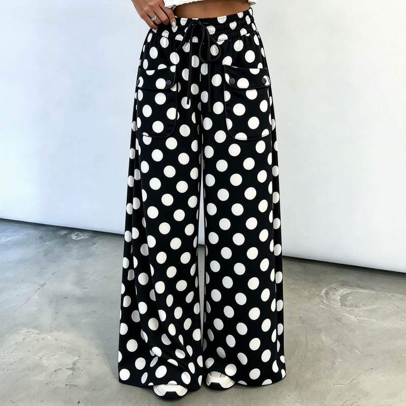 🖤 BLACK FRIDAY SALE 🖤 ☁️ Women's Polka Dot Wide-Leg Pants | Casual Style & Relaxed Fit