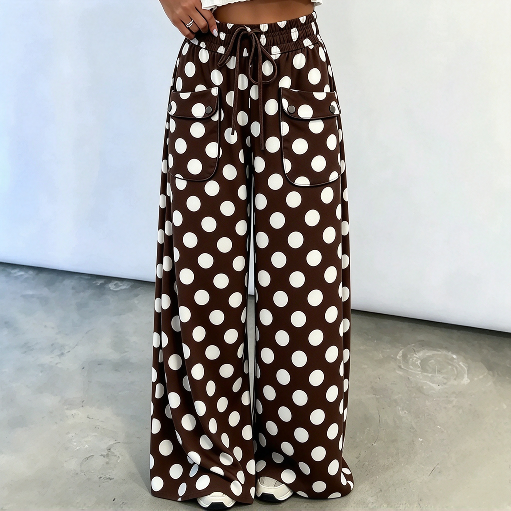 🖤 BLACK FRIDAY SALE 🖤 ☁️ Women's Polka Dot Wide-Leg Pants | Casual Style & Relaxed Fit